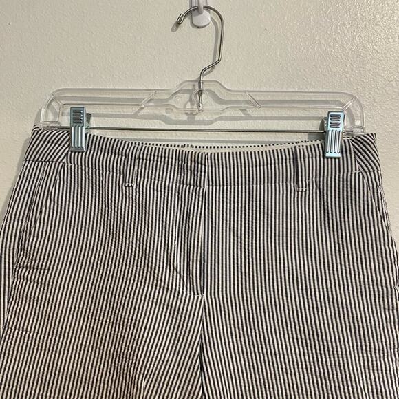 Talbots Chelsea Navy Striped Straight Leg Crop Pant Sz 2P - Picture 4 of 10